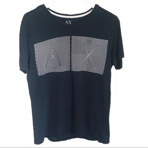 ARMANI EXCHANGE Graphic Pixel AX Print Tee With Cap Sleeves Black Size Large